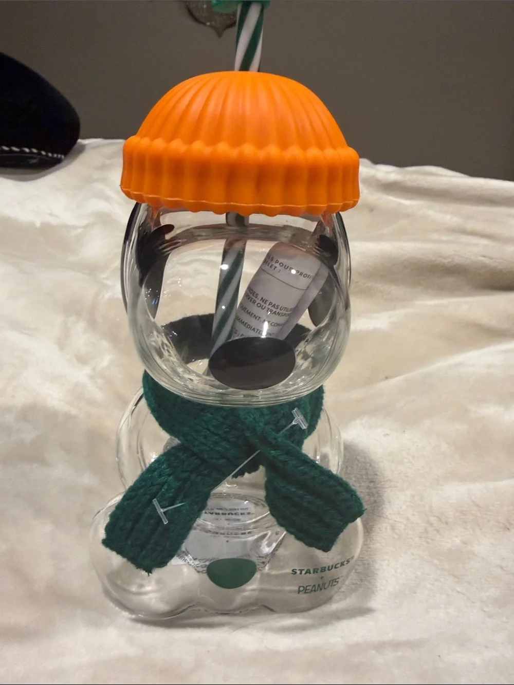 New Starbucks x Snoopy Glass Cup with lid and Woodstock straw
